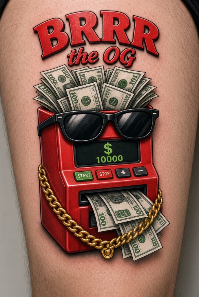 Camera photo: BRRR tattoo with gold chain